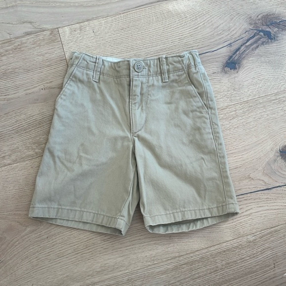 J.Crew Crewcuts Boys Stanton Tech Oxford Khaki Shorts Size 5 Adjustable Waist